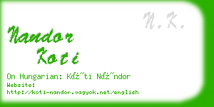 nandor koti business card